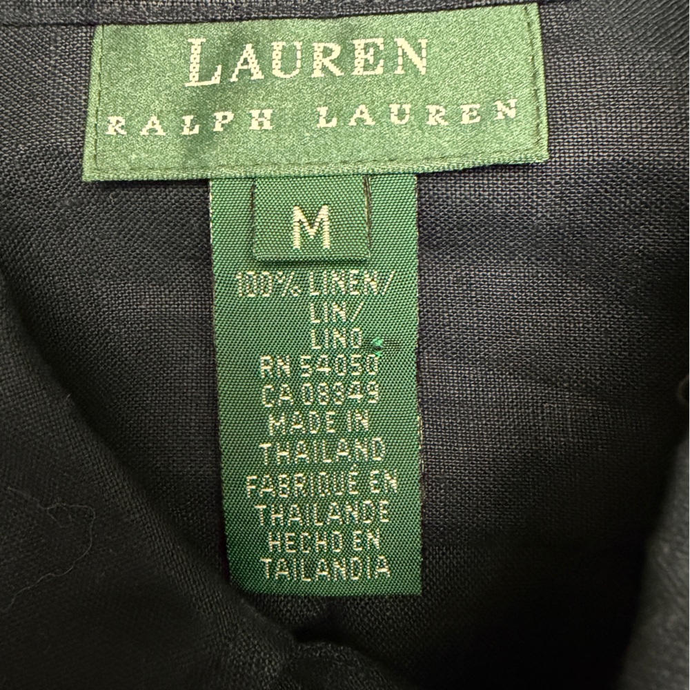Lauren Ralph Lauren linen oxford - size M dark navy blue - Picture 4 of 6